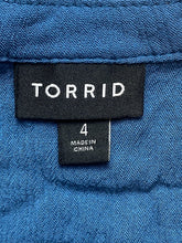 Load image into Gallery viewer, Torrid Shirt Womens 4 4X Teal Blue Crinkle Gauze Peasant Boho Blouse Plus Ladies