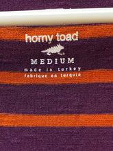 Load image into Gallery viewer, Horny Toad Shirt Womens Medium Purple Orange Stripes Organic Tencel Spandex Lady