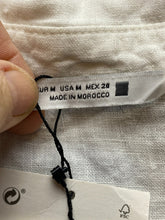 Load image into Gallery viewer, ZARA Shirt Womens Medium White Button Up Linen Cropped Oversized Blouse Lady NWT