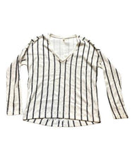 Load image into Gallery viewer, Anthropologie Shirt Womens Medium Black Ivory Oversized Textured Stretch Blouse