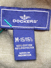 Load image into Gallery viewer, Dockers Shirt Adult Medium 15-15.5 Army Green Button Up Casual Collared Mens