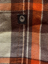 Load image into Gallery viewer, Marmot Shirt Adult Medium Orange Button Up Flannel Plaid Casual Pocket Mens