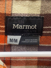 Load image into Gallery viewer, Marmot Shirt Adult Medium Orange Button Up Flannel Plaid Casual Pocket Mens