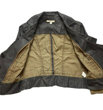 Load image into Gallery viewer, Cabi Jacket Womens Medium Dark Brown Waxed Linen Moto Biker Boho Grunge Cropped