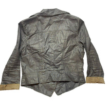 Load image into Gallery viewer, Cabi Jacket Womens Medium Dark Brown Waxed Linen Moto Biker Boho Grunge Cropped