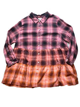 Load image into Gallery viewer, J Jill Shirt Womens 2X Button Up Long Sleeve Ombre Plaid Tunic Blouse Rayon Lady
