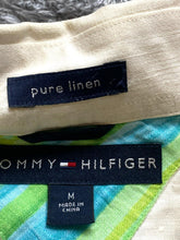Load image into Gallery viewer, Tommy Hilfiger Shirt Adult Medium Pure Linen Button Up Flip Cuffs Contrast Mens
