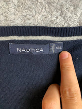 Load image into Gallery viewer, Nautica Sweater Adult 2XL XXL Navy Blue V-Neck Knitted Pullover Outerwear Mens