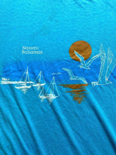 Load image into Gallery viewer, VTG Nassau Bahamas Shirt Womens Medium Single Stitch Sailboat Bird Blue 80s