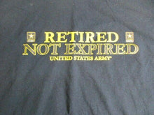 Load image into Gallery viewer, Military Shirt Adult Extra Large Black Army Retired Not Expired USA Star Mens