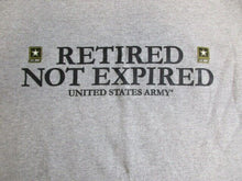 Load image into Gallery viewer, Military Shirt Adult Extra Large Army Gray Retired Not Expired USA Star Logo Men
