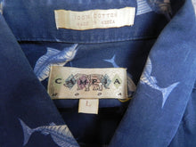 Load image into Gallery viewer, Campia Moda Shirt Adult Large Navy Blue AOP Long Nose Marlin Fish Hawaiian Mens
