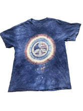 Load image into Gallery viewer, The Mountain Shirt Adult Medium Blue Peace Sign USA Flag Tie Dye Streetwear Mens