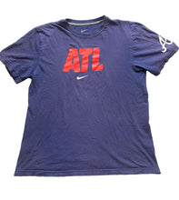 Load image into Gallery viewer, Atlanta Braves Shirt Adult Large Navy Nike Swoosh MLB Baseball Sportswear Mens