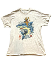 Load image into Gallery viewer, Catana Shark Shirt Adult Large Beige Samurai Japanese Riding Cat Streetwear Mens