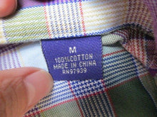 Load image into Gallery viewer, Alan Flusser Shirt Adult Medium Button Up Long Sleeve Plaid Cotton Casual Mens