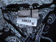 Load image into Gallery viewer, Chicos Shirt Womens 2 Black & White Paisley Print Flowy Blouse Spandex Ladies