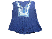 Load image into Gallery viewer, Lucky Brand Shirt Womens 1X Sleeveless Flowy Blouse Embroidered Bib Casual Lady
