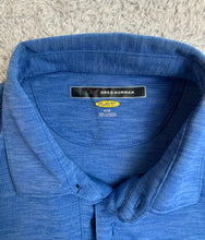 Load image into Gallery viewer, Greg Norman Shirt Adult Medium Blue Play Dry Shark Performance Golf Polo Mens