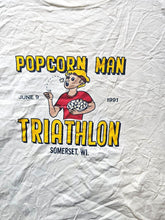 Load image into Gallery viewer, VTG Popcorn Man Shirt Adult Extra Large White Triathlon Single Stitch 90s Mens