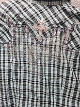 Load image into Gallery viewer, Wrangler Rock by 47 Shirt Women Extra Large Western Cowgirl Affliction Button Up