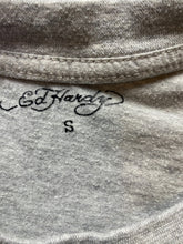 Load image into Gallery viewer, VTG Ed Hardy Shirt Womens Small Gray Skull Butterfly Single Stitch Y2K 90s