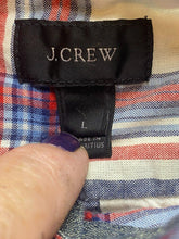Load image into Gallery viewer, J Crew Shirt Adult Large Blue Red Plaid Button Up Casual Collared Pocket Mens