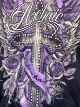 Load image into Gallery viewer, Archaic by Affliction Shirt Womens Small Wings Cross Rose Whimsigoth Grunge Goth