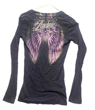 Load image into Gallery viewer, Archaic by Affliction Shirt Womens Small Wings Cross Rose Whimsigoth Grunge Goth