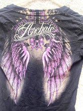 Load image into Gallery viewer, Archaic by Affliction Shirt Womens Small Wings Cross Rose Whimsigoth Grunge Goth