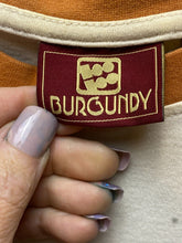 Load image into Gallery viewer, Burgundy Shirt Adult Large Beige Oversized Slit Rap Hip Hop Streetwear Mens