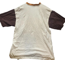 Load image into Gallery viewer, Burgundy Shirt Adult Large Beige Oversized Slit Rap Hip Hop Streetwear Mens