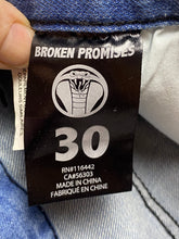 Load image into Gallery viewer, Broken Promises Jeans Womens 30x33 Denim Bad Habits Splatter Ultra Slim Stretch