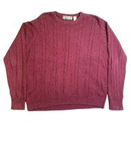 Load image into Gallery viewer, Oscar de la Renta Sweater Adult Extra Large Maroon Cable Knit Outerwear Mens