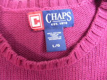 Load image into Gallery viewer, CHAPS Sweater Adult Large Maroon Cable Knit Crest Logo Outerwear Pullover Mens