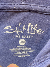 Load image into Gallery viewer, Salt Life Sweatshirt Adult Large Heather Navy Live Salty Lightweight Hoodie Mens