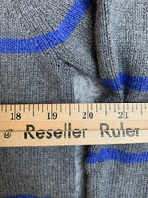Load image into Gallery viewer, CHAPS Ralph Lauren Sweater Adult Medium Gray Blue Striped Crest Logo Knitted Men