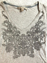 Load image into Gallery viewer, Zara Collection Shirt Womens Medium Gray V-Neck Flower Retro Casual Blouse Lady