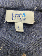 Load image into Gallery viewer, Croft & Barrow Sweater Adult Large Blue Argyle Diamond Outerwear Nylon Mens