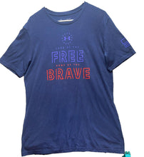 Load image into Gallery viewer, Under Armour Shirt Adult Medium Navy Land Of The Free Home Of The Brave USA Mens