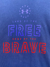 Load image into Gallery viewer, Under Armour Shirt Adult Medium Navy Land Of The Free Home Of The Brave USA Mens