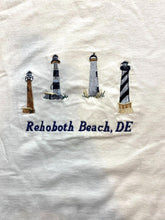 Load image into Gallery viewer, VTG Lighthouse Shirt Adult Extra Large Ivory Rehoboth Beach DE Embroidered Mens