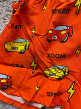 Load image into Gallery viewer, Chicknlegs Shorts Adult Small Orange Running Athletic Half Split Cars AOP NWT