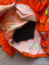 Load image into Gallery viewer, Chicknlegs Shorts Adult Small Orange Running Athletic Half Split Cars AOP NWT