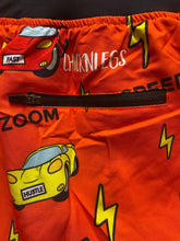 Load image into Gallery viewer, Chicknlegs Shorts Adult Small Orange Running Athletic Half Split Cars AOP NWT