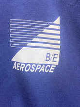 Load image into Gallery viewer, B/E Aerospace Shirt Mens Large Blue Airplane Aircraft Spell Out Long Sleeve