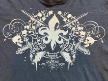 Load image into Gallery viewer, Express Shirt Mens Large Black Y2K Grunge Skull Swords Thrashed Gothcore