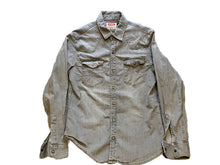 Load image into Gallery viewer, Wrangler Shirt Mens Small Gray Denim Western Workwear Long Sleeve Snap Buttons