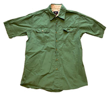 Load image into Gallery viewer, Wrangler Shirt Mens Small Green Khaki Button Down Short Sleeve Outdoors Workwear