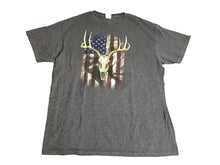 Load image into Gallery viewer, VTG American Deer Shirt Adult Large Gray USA Flag Hunting Skull Grunge 90s Mens